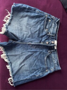 Dynamite Light Blue Frayed Hem Denim Shorts